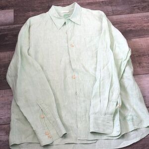 Tommy Bahama Men's Light Mint Green Linen Button-Down Shirt